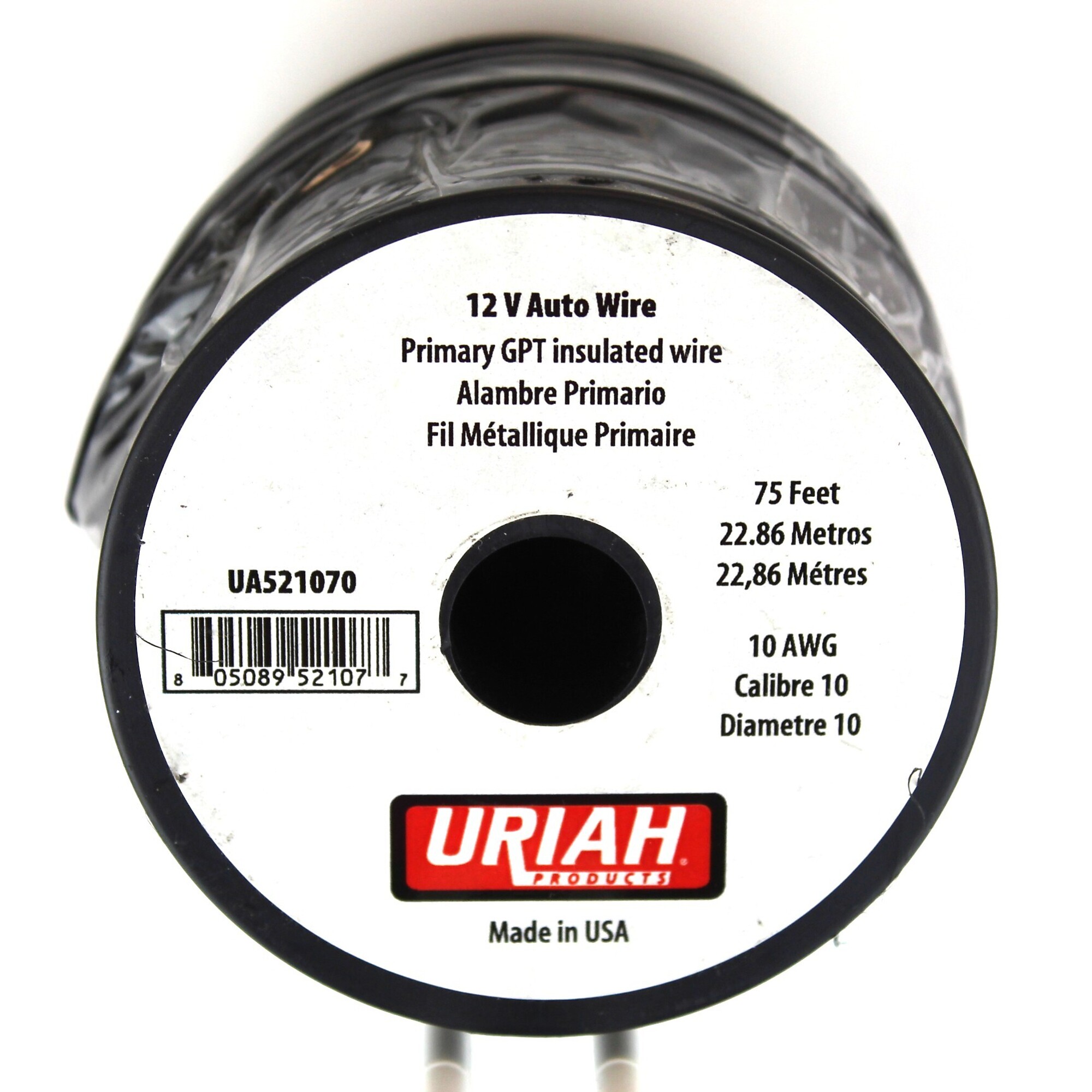 Uriah Products Stranded Wire — 10 AWG, 75ft., Black, Model# UA521070